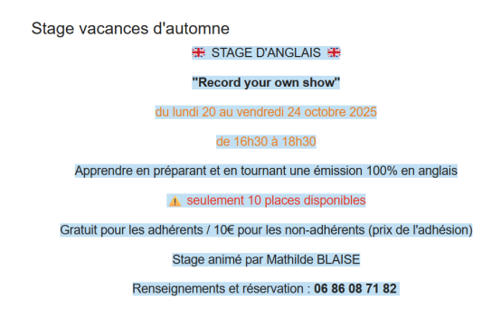 Stage foyer automne 2025